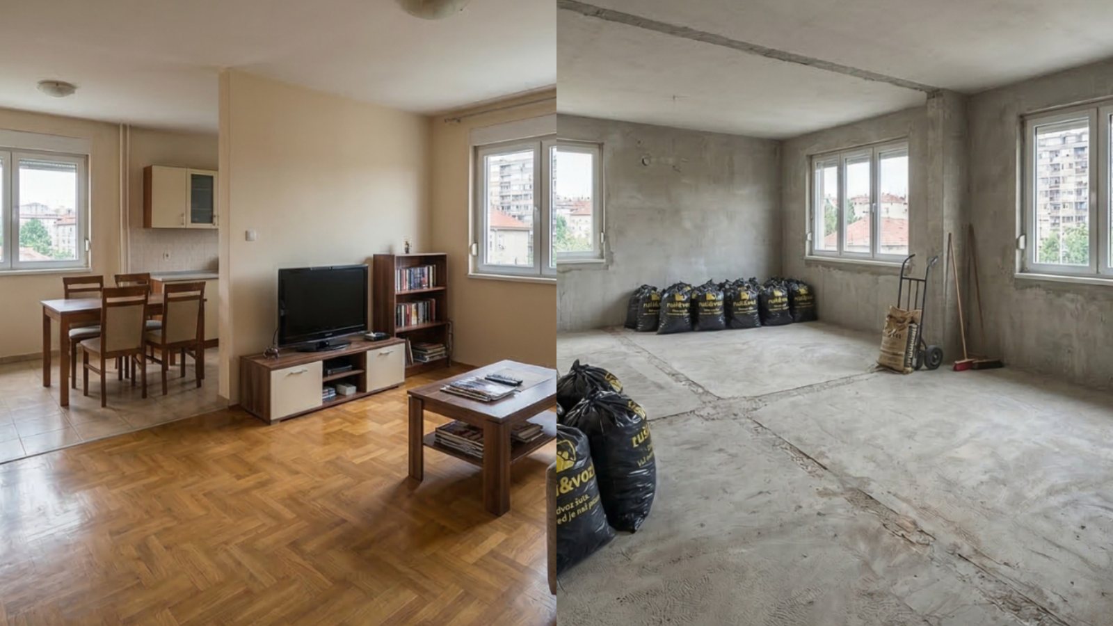 Prostor posle rušenja pregradnog zida